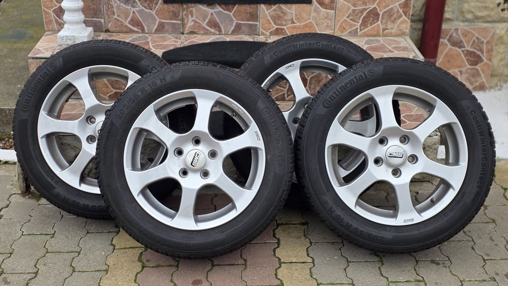 Jante Aliaj 5x112 + cauciucuri iarna 205 55 r16 CONTINENTAL