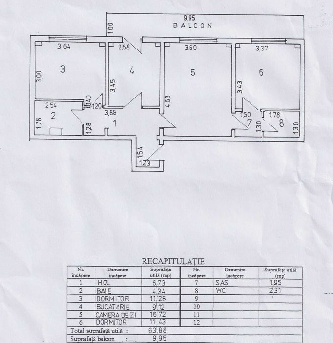 Vând apartament 3 camere - Plantelor - foarte spatios si luminos