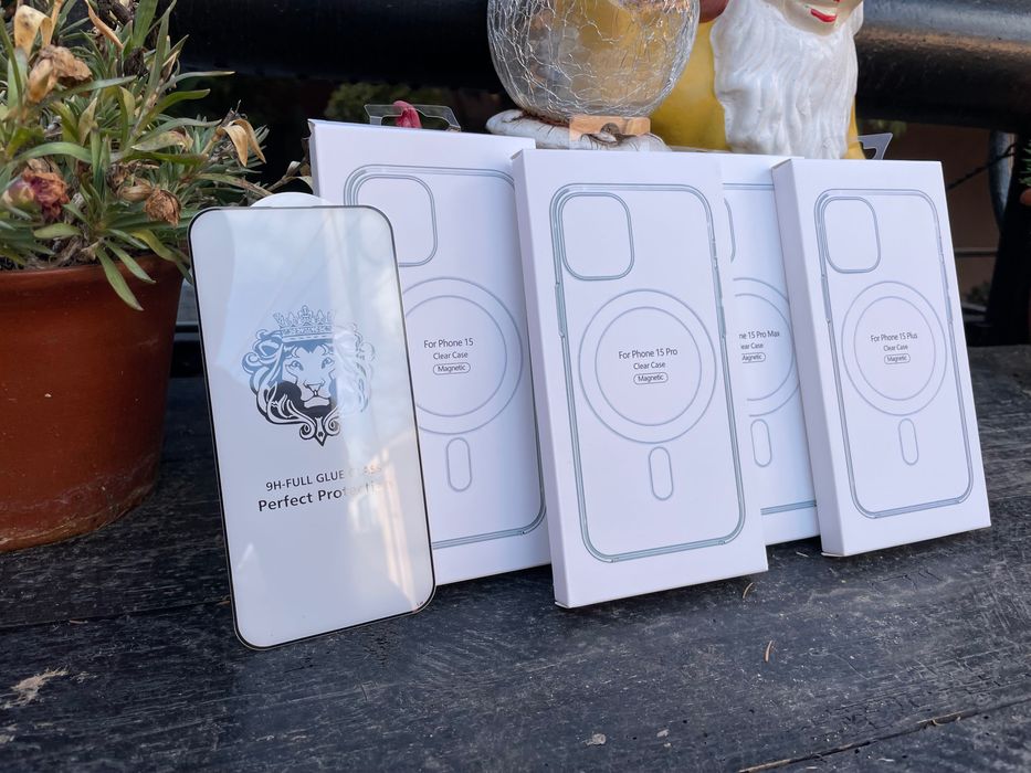 PACHET Husa Magsafe si Folie sticla iPhone 15, 15 Pro, 15 Pro Max/Plus