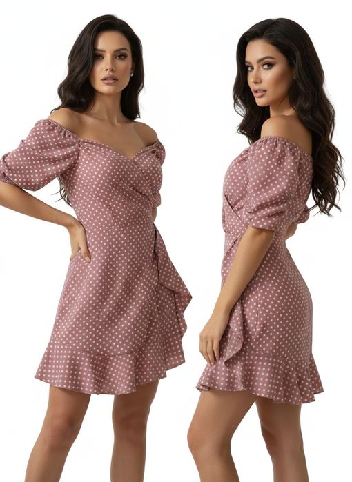 Елегантна розова рокля на точки IVIVI – размер M/L – НОВА