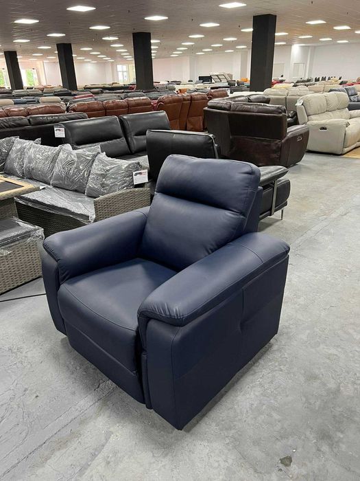 ПРОМОЦИЯ! Син фотьойл от еко кожа с електрически релаксиращ механизъм