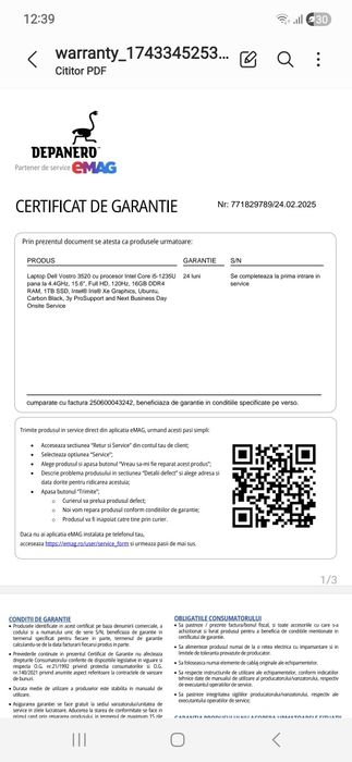 Dell Vostro 3520  ca nou, folosit foarte puțin