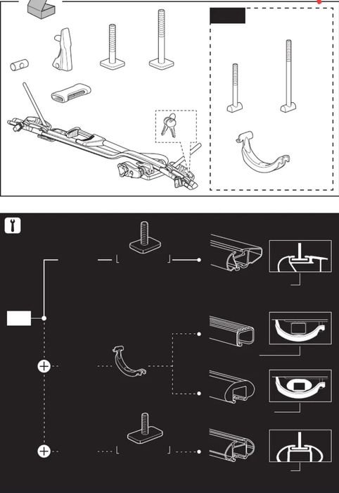 Thule T-адаптер.Болтове за греди