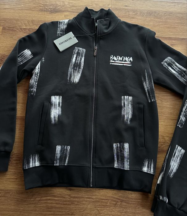 Мъжки,памучен,черен екип Balenciaga,без качулка