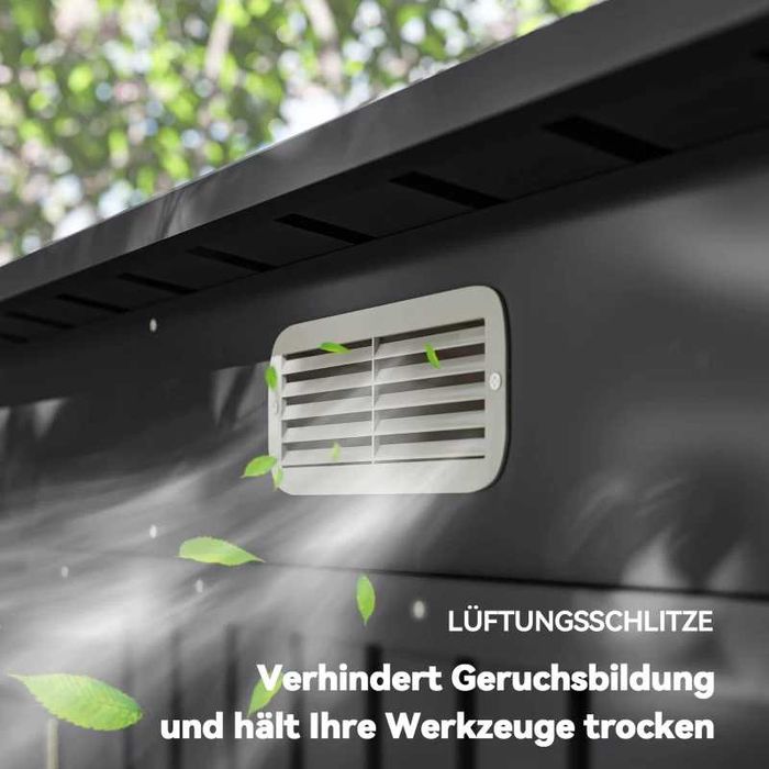 Градински навес от стомана Outsunny, двойни врати 249Шx121Дx166/183Всм