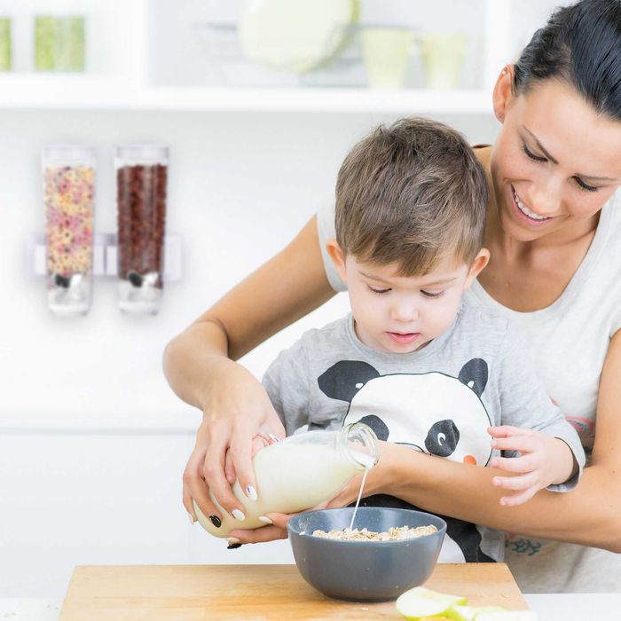 Dispenser cereale dublu 3L montaj simplu pe perete negru 32x29x15 cm