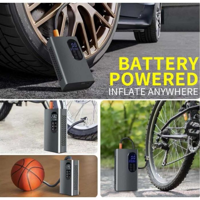 НОВ МОДЕЛ Мощен Безжичен преносим компресор 150 PSI, 6000mAh батерия