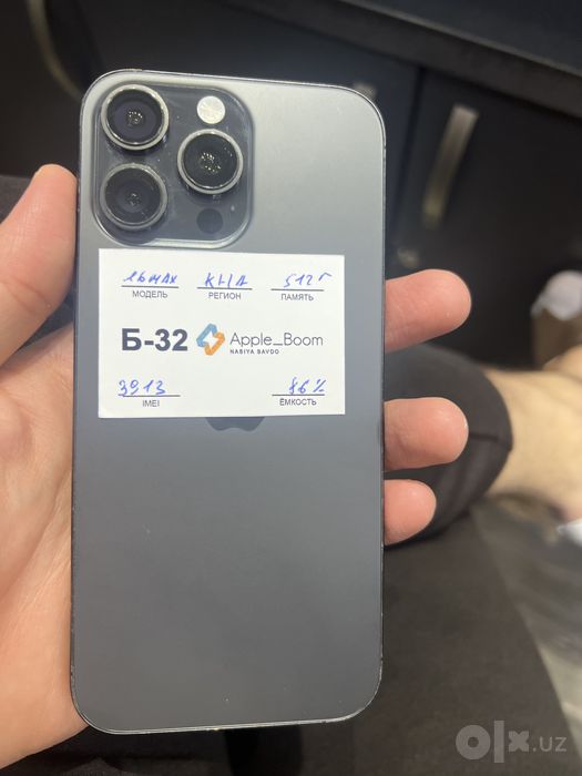 Iphone 16 max qora rang 512 tali 86% yomkis