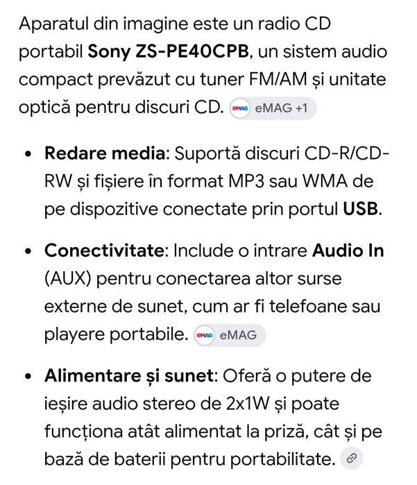 Radio CD player MP3 Sony
