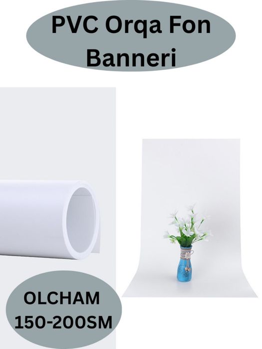 PVC fon 150×200 sm — oq / qora / yashil / kulrang (seriy) ranglarda