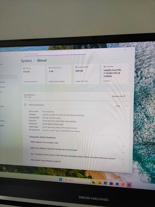 Laptop Clevo Dream Machines 17.3" i7-9750H, GTX 1050 3GB, SSD 1TB