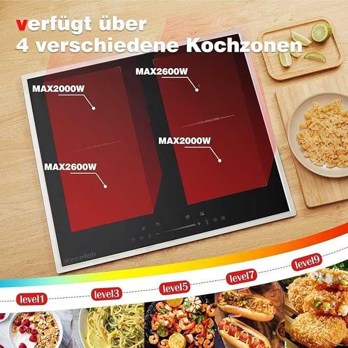 Weceleh Plită cu inducție cu 2 zone flexibile, 60 cm