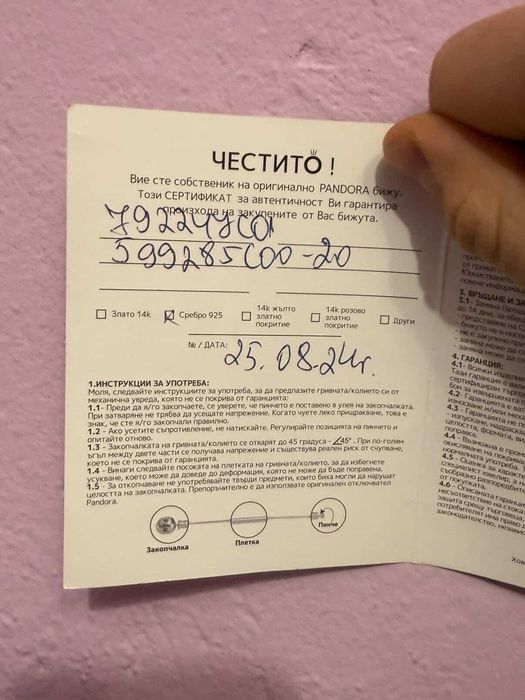 Гривна Пандора сребърна