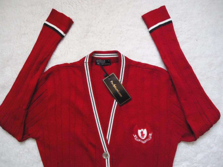 Cardigan lung tricotat dama 7 nasturi metalici 2 buzunare rosu jacheta