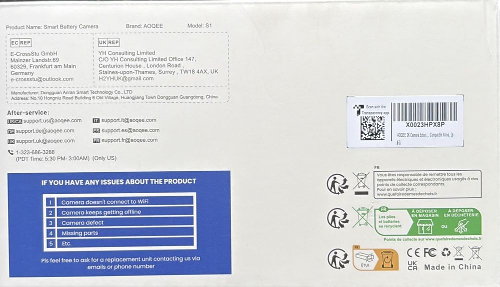 Set 2 camere WiFi Aoqee S1 cu alimentare solara | 2K, mod nocturn color, Alexa/Google, noi