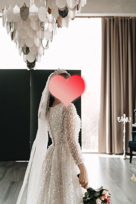 Свадебное платье ручная работа, покрытое пайетками