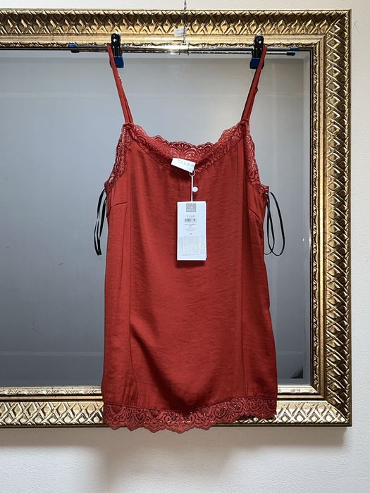 Maieu cu dantelă, Vila Clothing, oranj-roșu