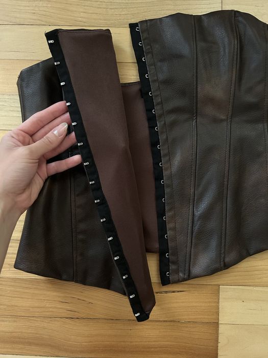 Кафяв кожен корсет Zara