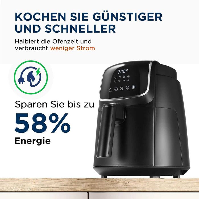 Фритюрник с горещ въздух Midea, 4л., 1500W, 8 програми, НОВО