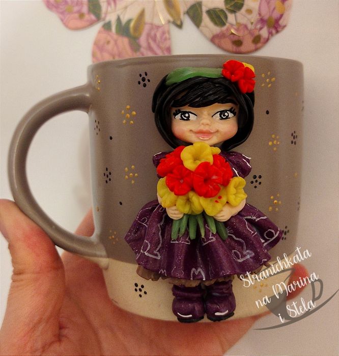 Чаши, декорирани с полимерна глина