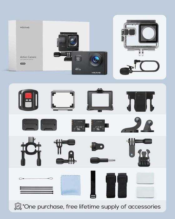 Camera Action 4k,20MP WOLFANG Subacvatica 40M Sigilat !!