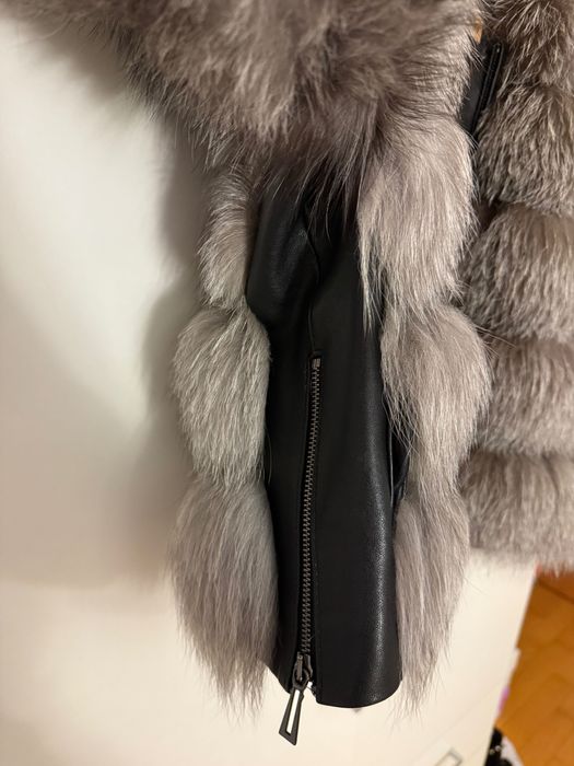 Blana naturala vulpe polara argintie S