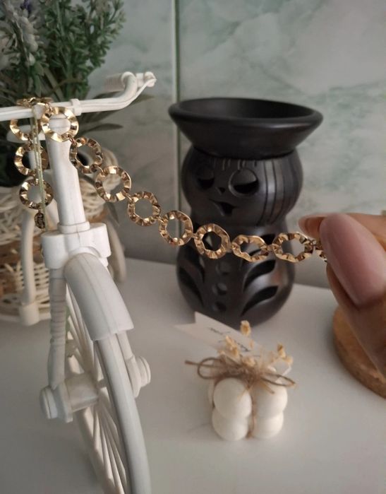 Brățară  18K Gold Filled – model cercuri texturate , 19.5 cm