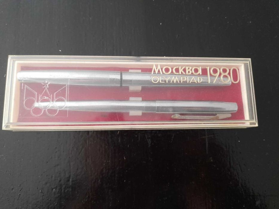 Винтидж руски комплект писалка и химикалка Олимпиада Москва 1980