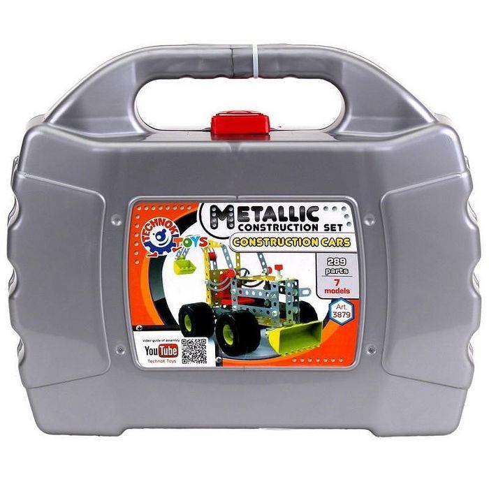 Метален конструктор пластмасова кутия с болтове гайки инструменти и гу