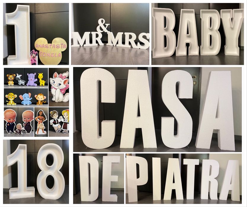 Decor botez, nunta, aniversare, litere, cifre, figurine
