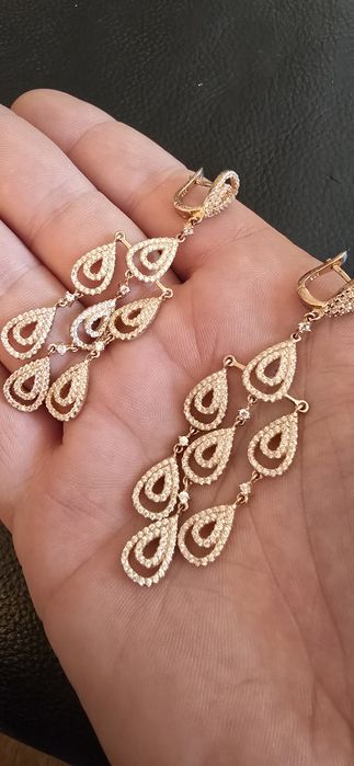 Cercei argint aurit roze