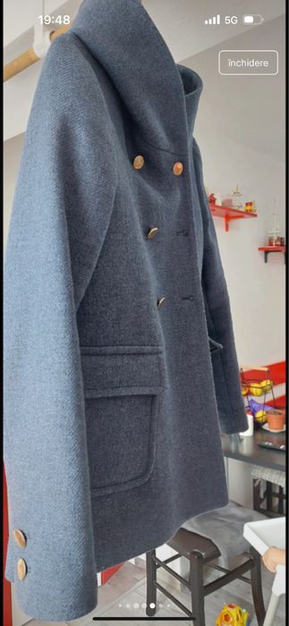 Palton scurt Zara albastru cu gluga Mărimea S