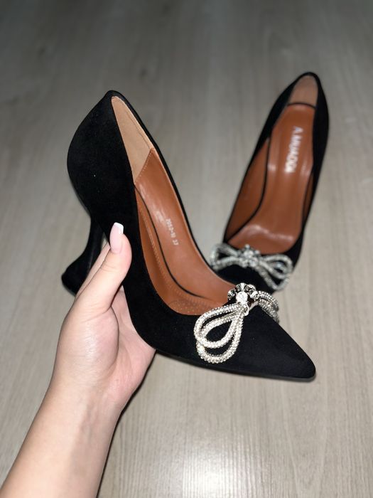 Туфли со стразами, замшевые