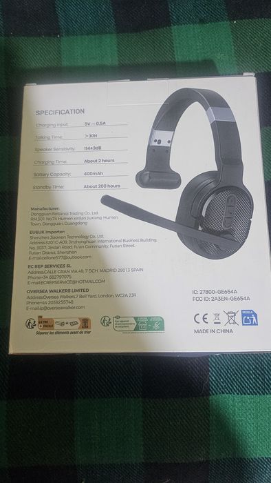 Чисто нови безжични слушалки с микрофон GE654A (Wireless Headset) – Bluetooth / Шумопотискане