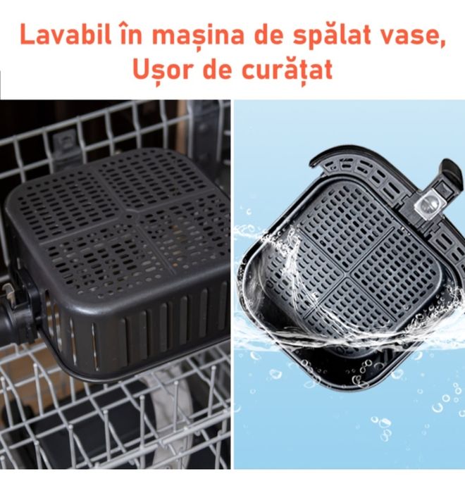 Friteuza cu aer cald  Cosori Air Fryer, Ecran digital, 11 functii de gatire presetate, 1 Grilaj pentru frigarui & 5 Frigarui,  5.5 litri, 1700W