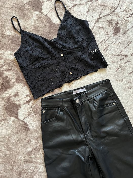 Кожен панталон Bershka + подарък