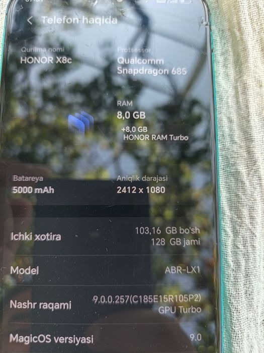 Honor x8c  xotira 8+128
