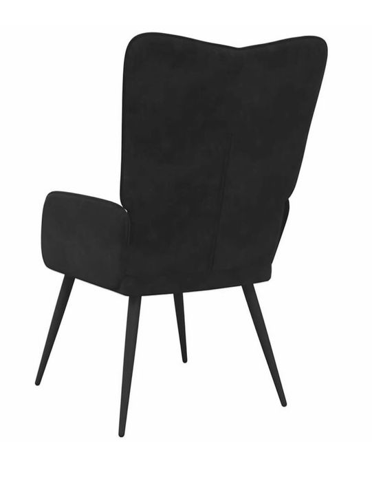 Scaun de relaxare, negru, catifea