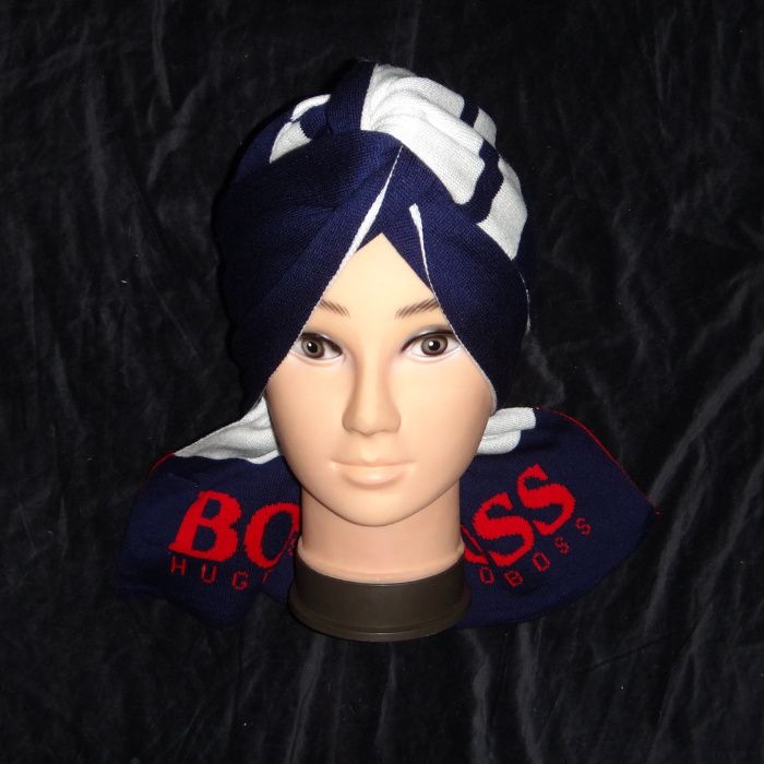 Set barbati fular fes 2 in 1 bumbac bleumarin alb rosu caciula unisex