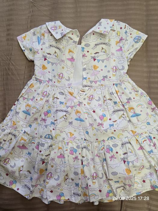 Платье с единорогами на 5-6 лет