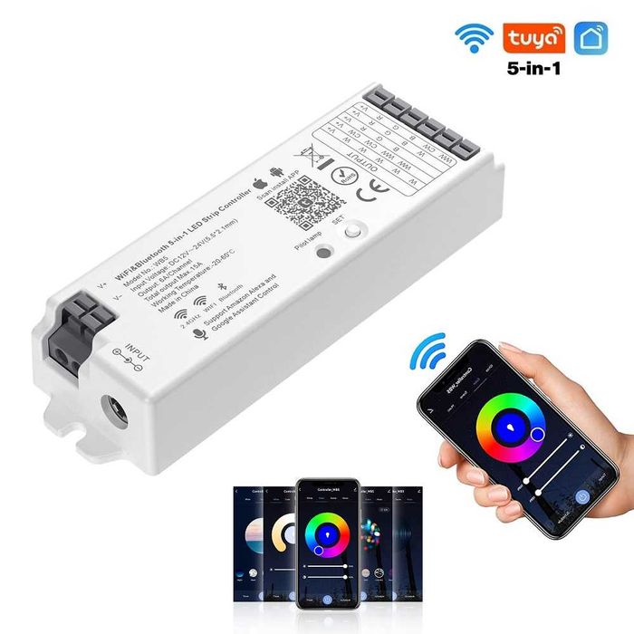 Tuya 5 в 1 WiFi&BT Контролер за LED ленти WB5 | RGB-RGBW-RGBCC