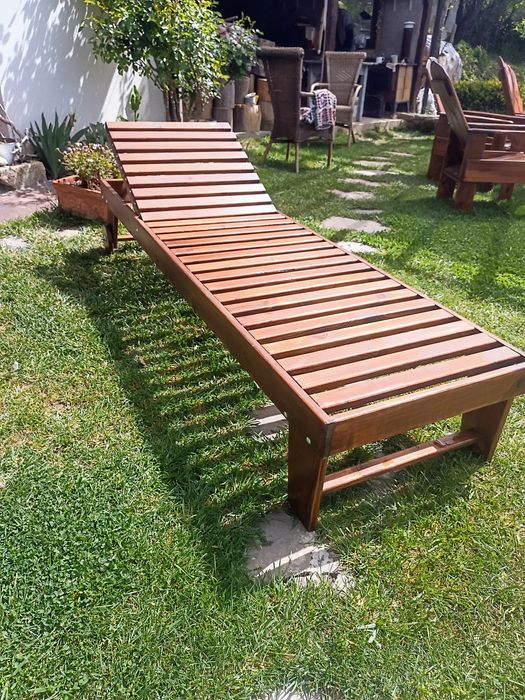 Шезлонг дърво градински или плажен с колела