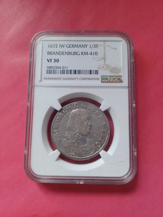 Moneda 1672 IW argint colectie NGC top pop Germania 1/3 Taler