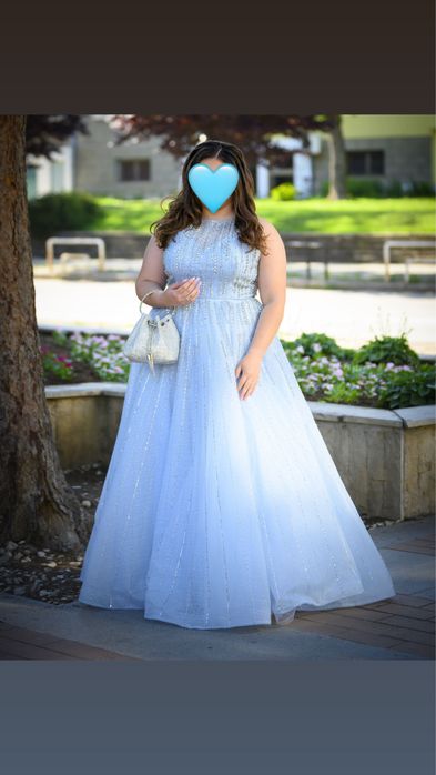 Бална светло синя рокля