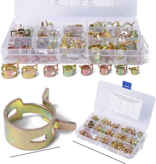 Пружинни скоби за маркучи, въздух, вода, гориво - 80 броя.