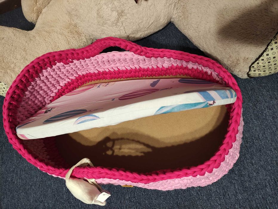 Бебешки кош за новородено, ръчно изработен, плетен кош, 70х40см, ново