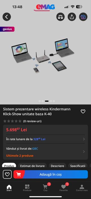 Kindermann Klick & Show K-40 - sistem prezentare wireless HDMI 4K