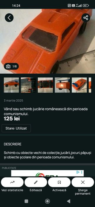 Vând sau schimb obiecte vechi.Preț în funcție de obiectul ales.