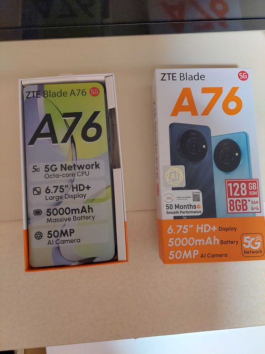 Чисто нов телефон ZTE Blade 5g A76 128gb 8gb ram
