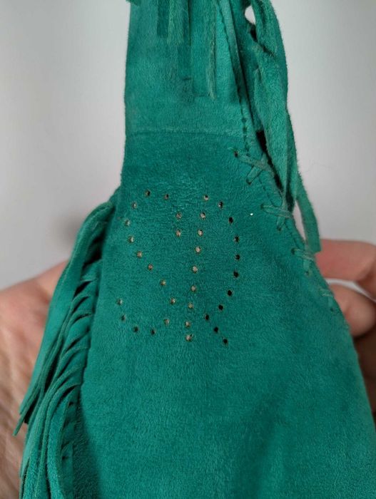 Geantă damă SIMONETTA RAVIZZA, piele întoarsă, franjuri lungi, boho